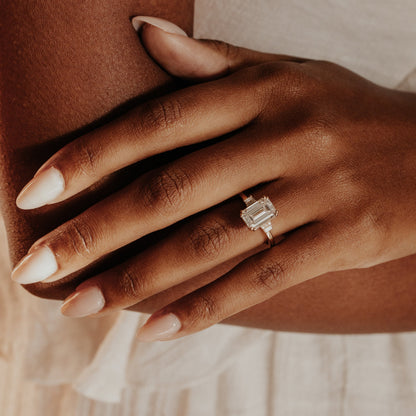 Marquise Shaped Three Stone Lab Grown Diamond Engagement Ring