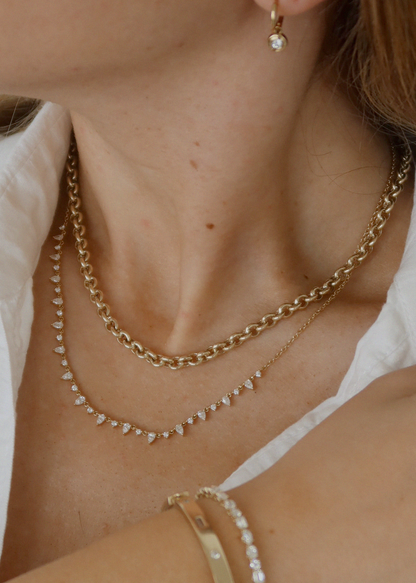 3 TCW Round Moissanite Diamond Raw Tennis Necklace