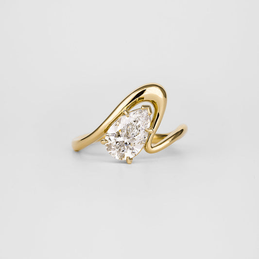 1.54 CT Pear Shaped Solitaire Moissanite Engagement Ring