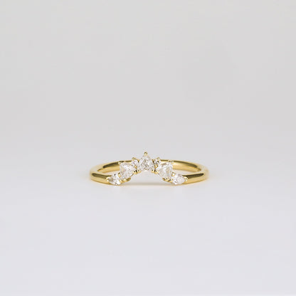 0.30 TCW Round & Trillion Shaped Curved Moissanite Wedding Band