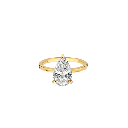 Timeless 2 CT Pear Cut Hidden Halo Moissanite Diamond Engagement Ring