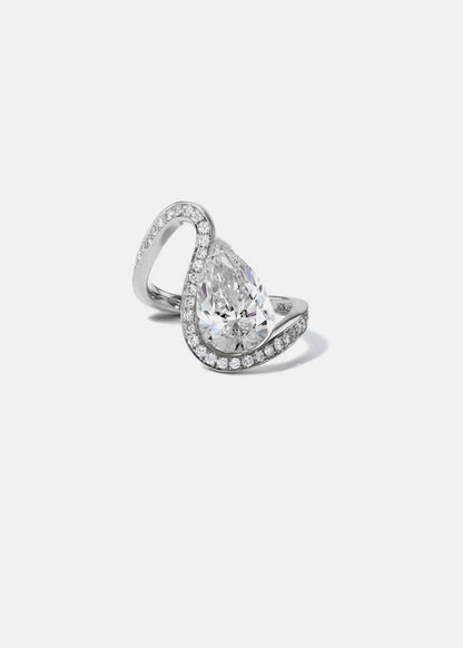 Moval Swirl Semi Pave Engagement Ring – 2.5 CT Lab Grown Diamond