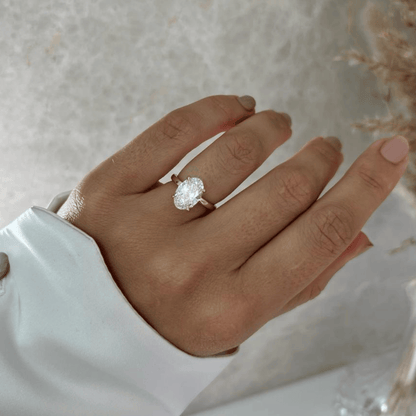 Marquise Shaped Three Stone Lab Grown Diamond Engagement Ring