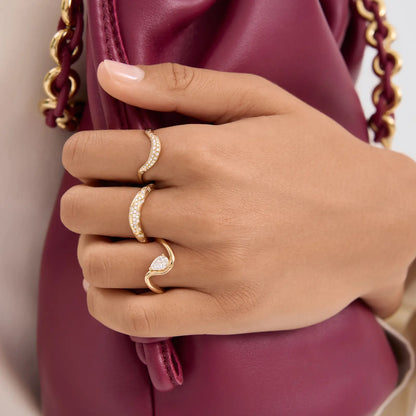 Timeless 0.5 CT Pear Cut Swirl Solitaire Styled Moissanite Diamond Engagement Ring