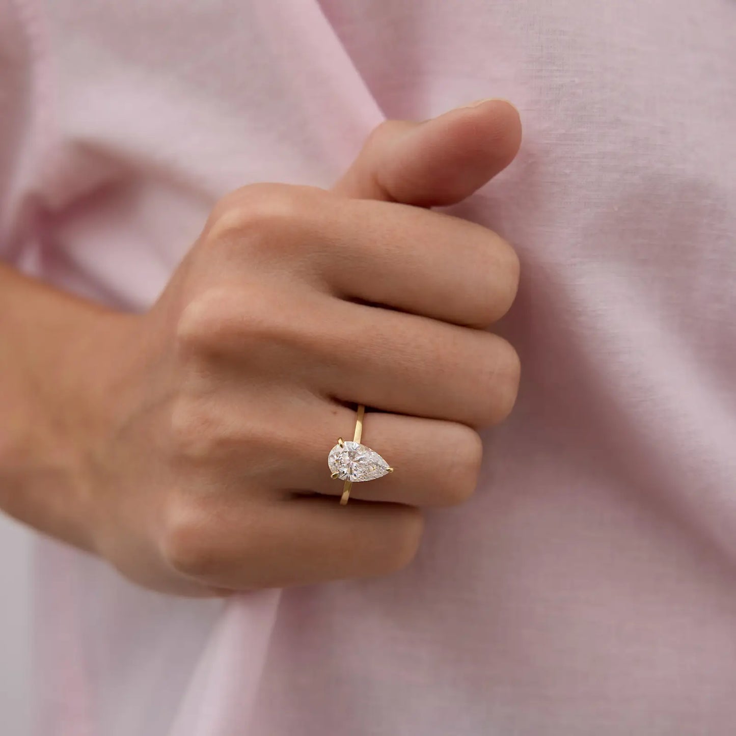 Timeless 2 CT Pear Cut Hidden Halo Moissanite Diamond Engagement Ring