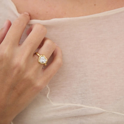 Timeless 2 CT Heart Cut Bezel Solitaire Moissanite Diamond Engagement Ring