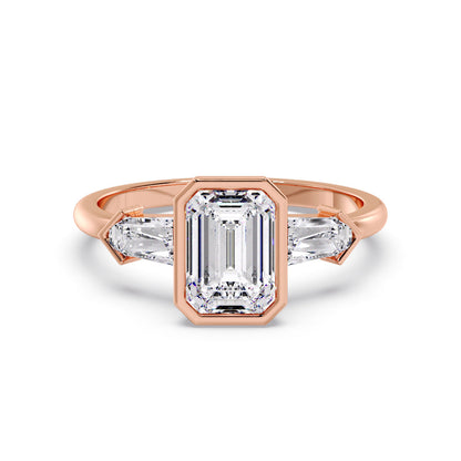 Marquise Shaped Three Stone Lab Grown Diamond Engagement Ring