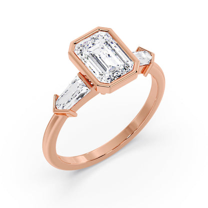 Marquise Shaped Three Stone Lab Grown Diamond Engagement Ring