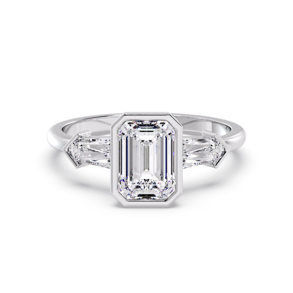 Marquise Shaped Three Stone Lab Grown Diamond Engagement Ring