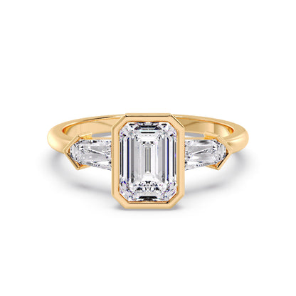 Marquise Shaped Three Stone Lab Grown Diamond Engagement Ring