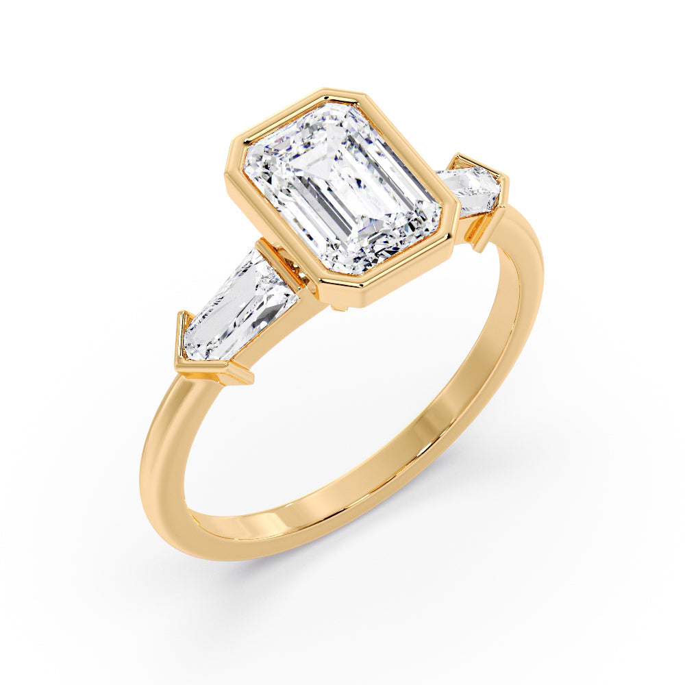Marquise Shaped Three Stone Lab Grown Diamond Engagement Ring