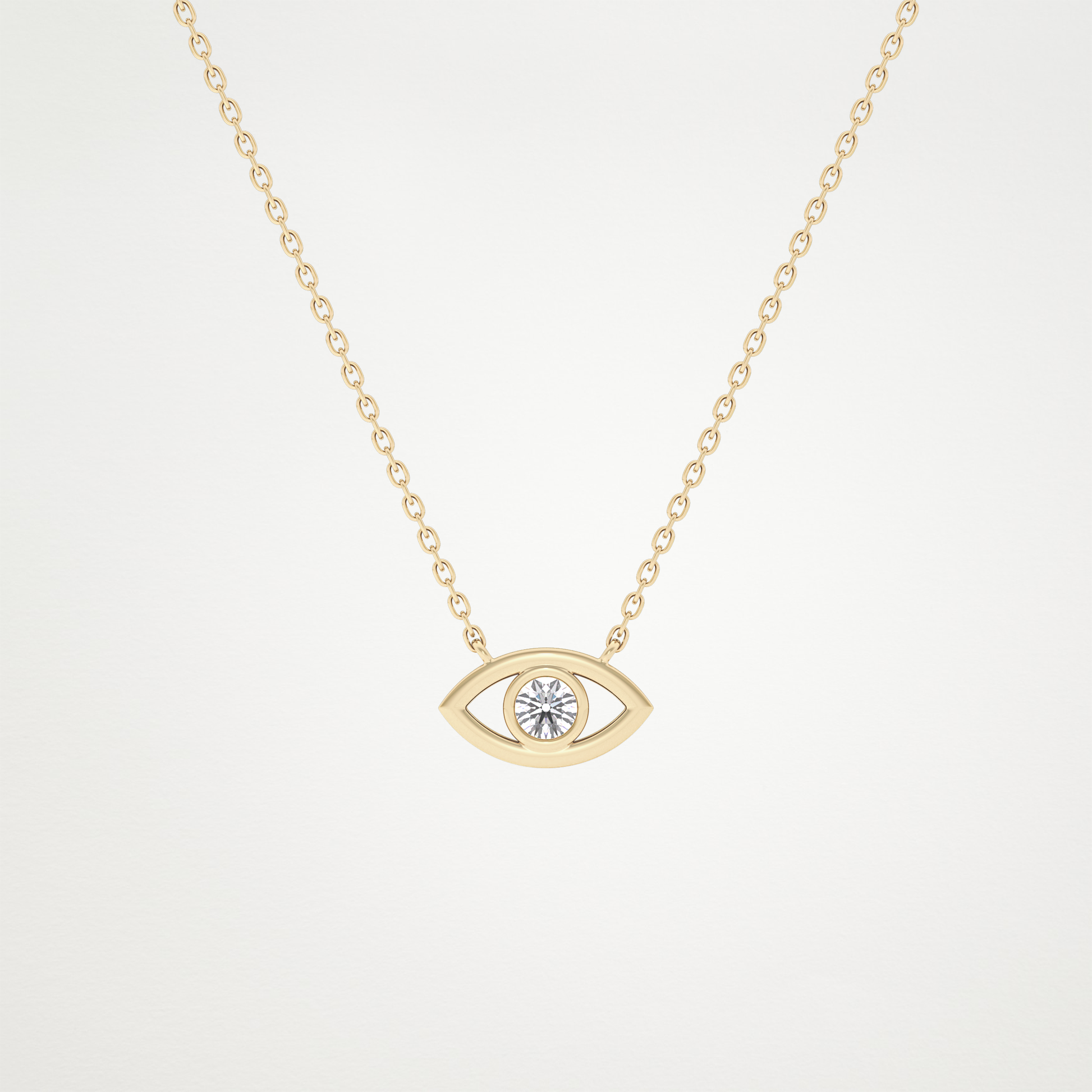 0.08 CT Moissanite Evil Eye Necklace in 14K or 18K Solid Gold – DEF Color, VVS Clarity