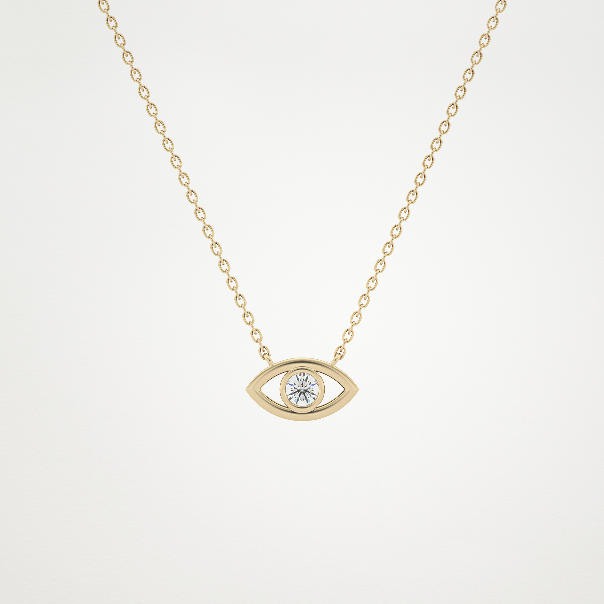 0.08 CT Moissanite Evil Eye Necklace in 14K or 18K Solid Gold – DEF Color, VVS Clarity