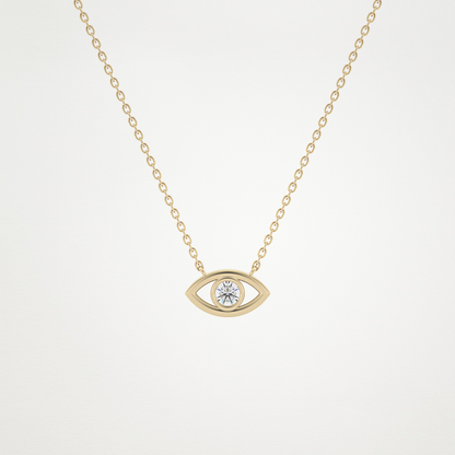 0.08 CT Moissanite Evil Eye Necklace in 14K or 18K Solid Gold – DEF Color, VVS Clarity