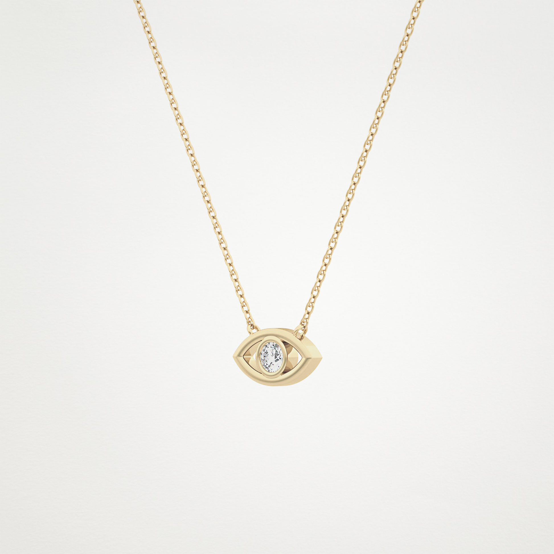 0.08 CT Moissanite Evil Eye Necklace in 14K or 18K Solid Gold – DEF Color, VVS Clarity
