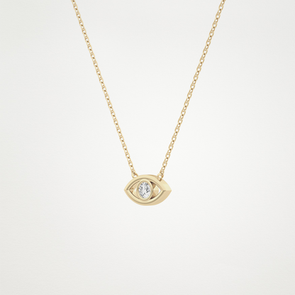 0.08 CT Moissanite Evil Eye Necklace in 14K or 18K Solid Gold – DEF Color, VVS Clarity
