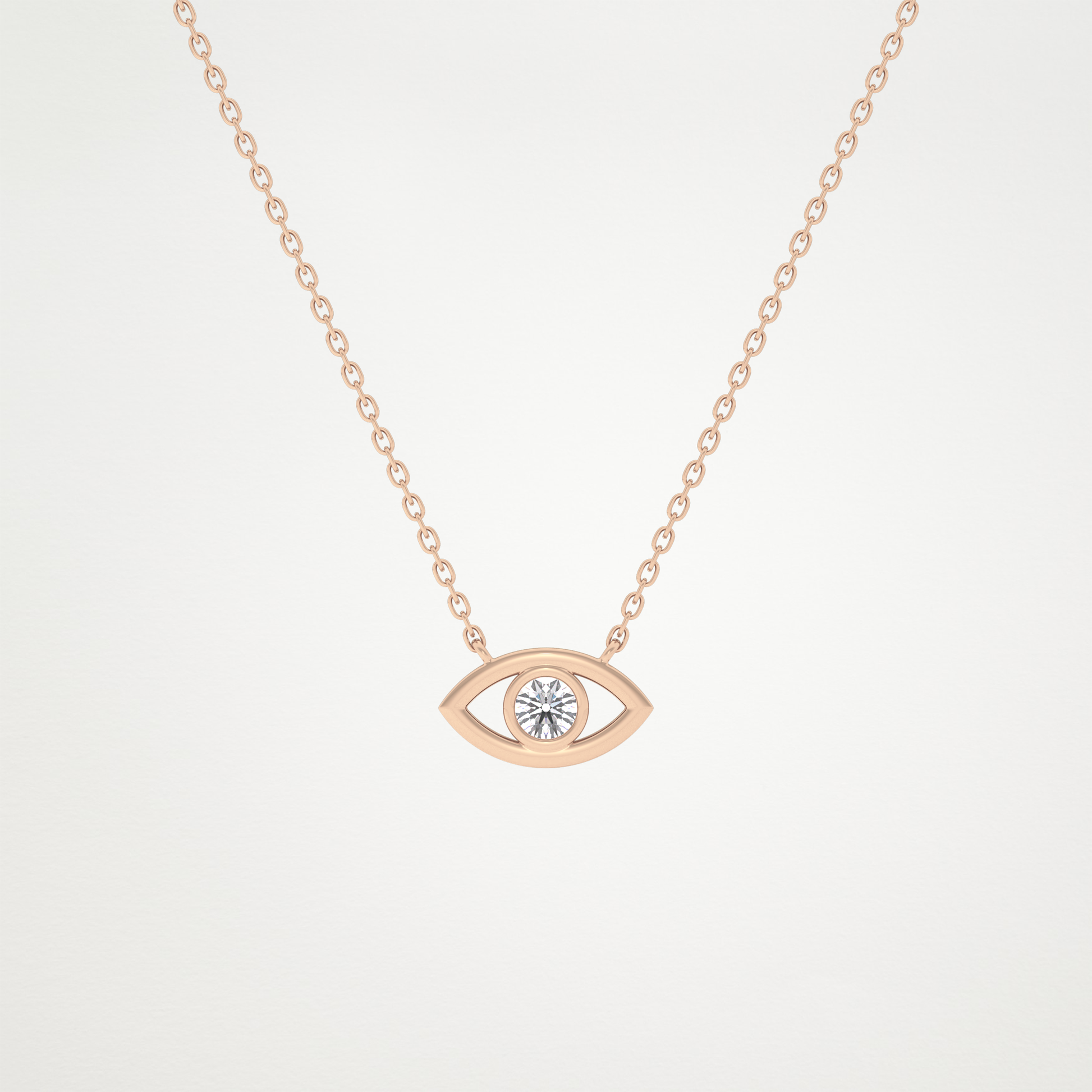 0.08 CT Moissanite Evil Eye Necklace in 14K or 18K Solid Gold – DEF Color, VVS Clarity