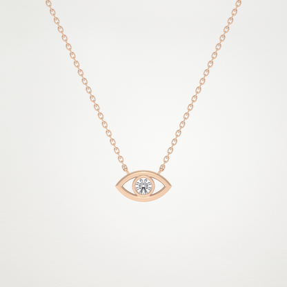 0.08 CT Moissanite Evil Eye Necklace in 14K or 18K Solid Gold – DEF Color, VVS Clarity