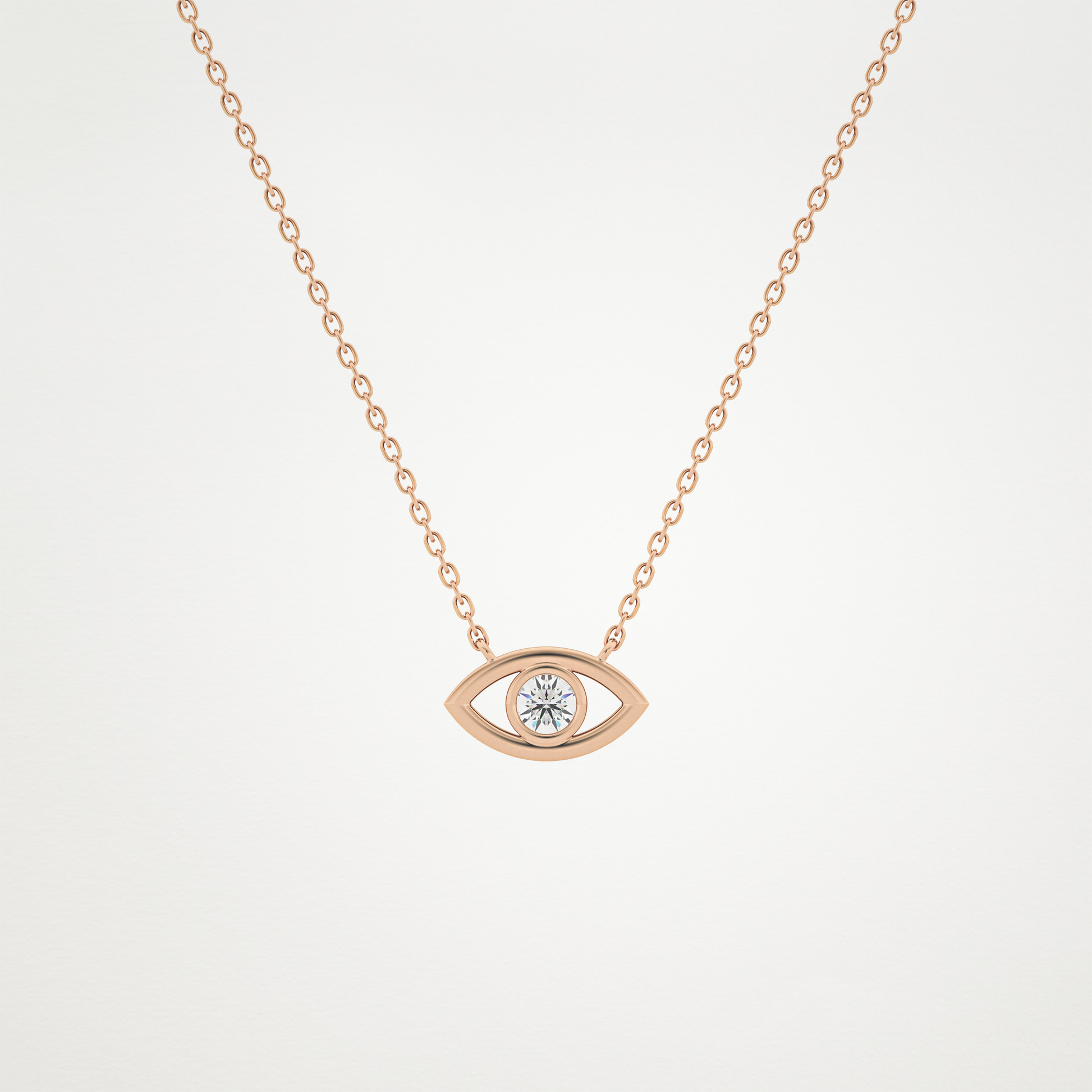 0.08 CT Moissanite Evil Eye Necklace in 14K or 18K Solid Gold – DEF Color, VVS Clarity