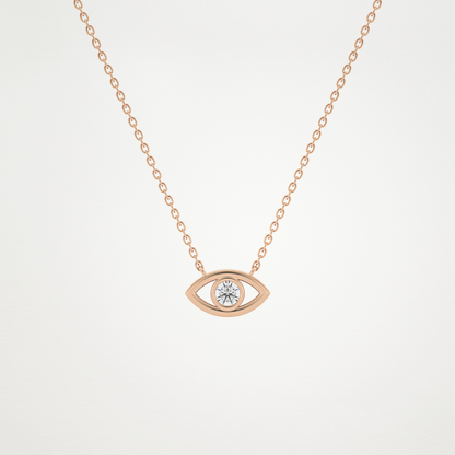 0.08 CT Moissanite Evil Eye Necklace in 14K or 18K Solid Gold – DEF Color, VVS Clarity