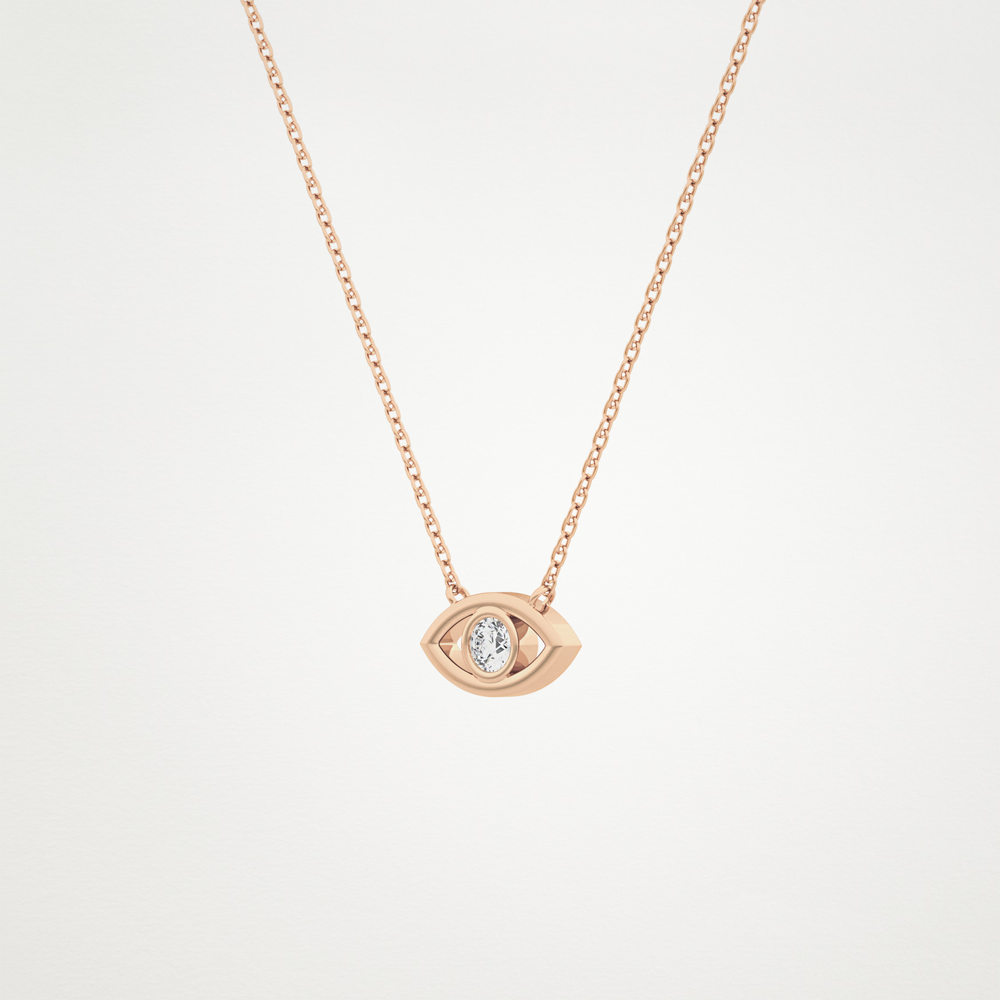 0.08 CT Moissanite Evil Eye Necklace in 14K or 18K Solid Gold – DEF Color, VVS Clarity