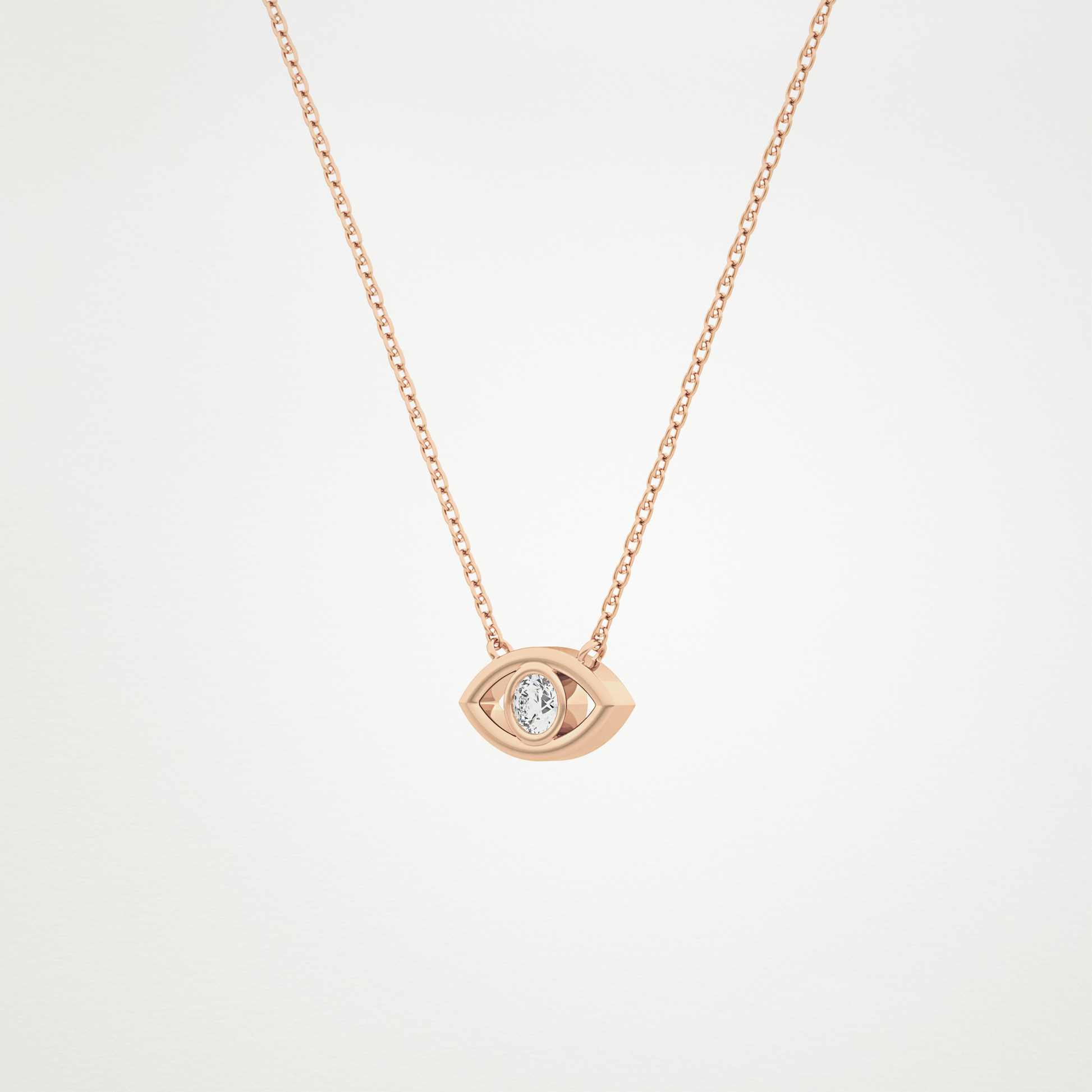 0.08 CT Moissanite Evil Eye Necklace in 14K or 18K Solid Gold – DEF Color, VVS Clarity
