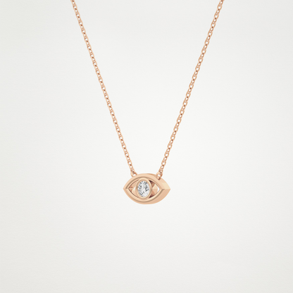 0.08 CT Moissanite Evil Eye Necklace in 14K or 18K Solid Gold – DEF Color, VVS Clarity
