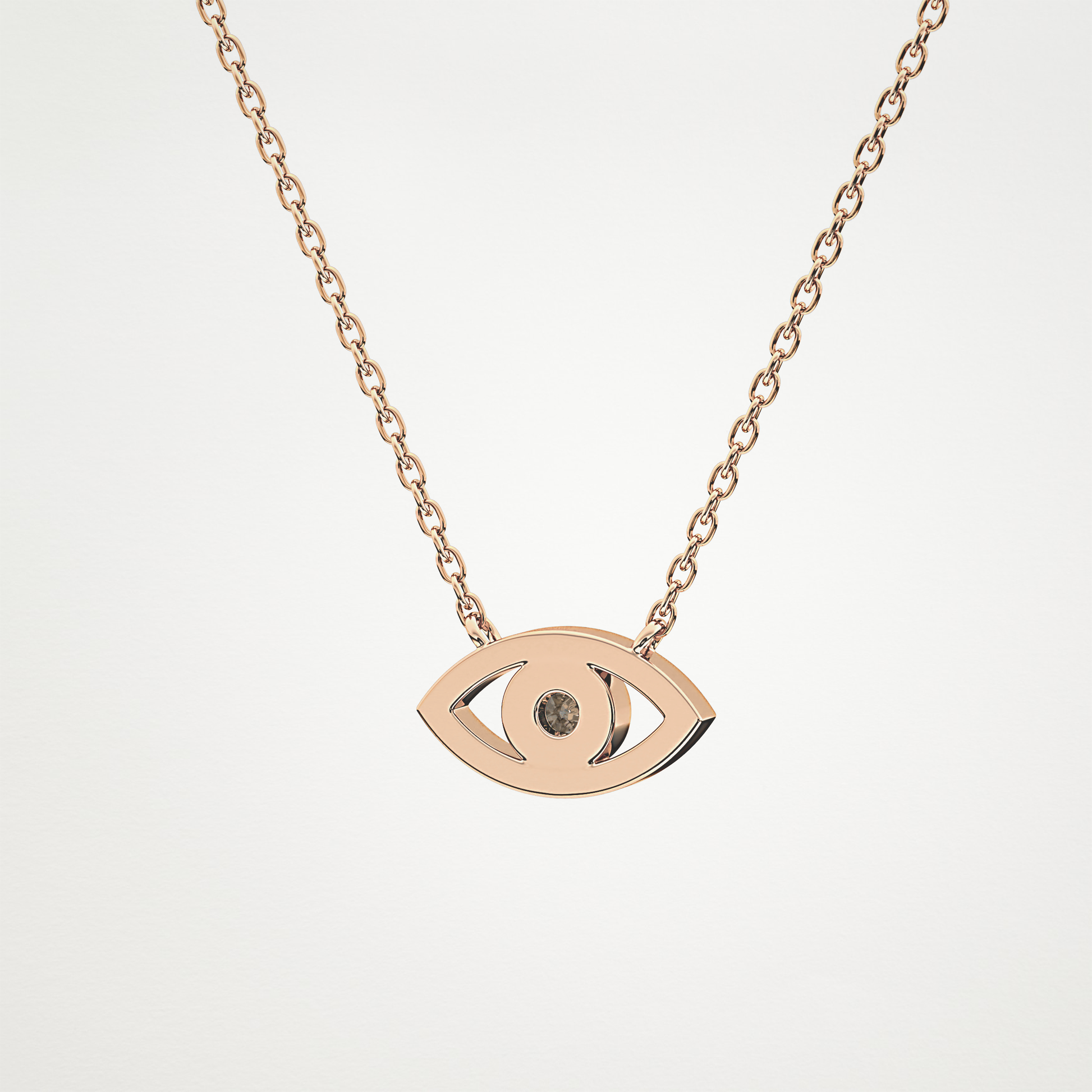 0.08 CT Moissanite Evil Eye Necklace in 14K or 18K Solid Gold – DEF Color, VVS Clarity