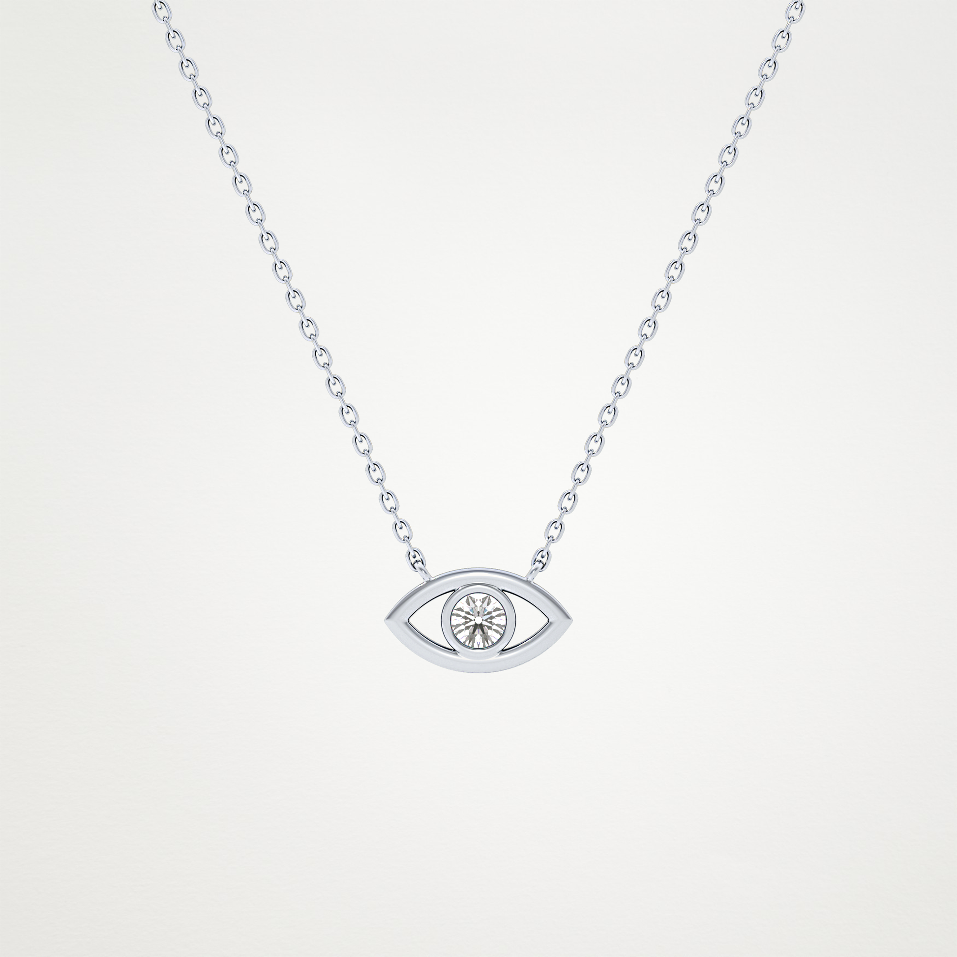 0.08 CT Moissanite Evil Eye Necklace in 14K or 18K Solid Gold – DEF Color, VVS Clarity
