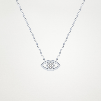 0.08 CT Moissanite Evil Eye Necklace in 14K or 18K Solid Gold – DEF Color, VVS Clarity