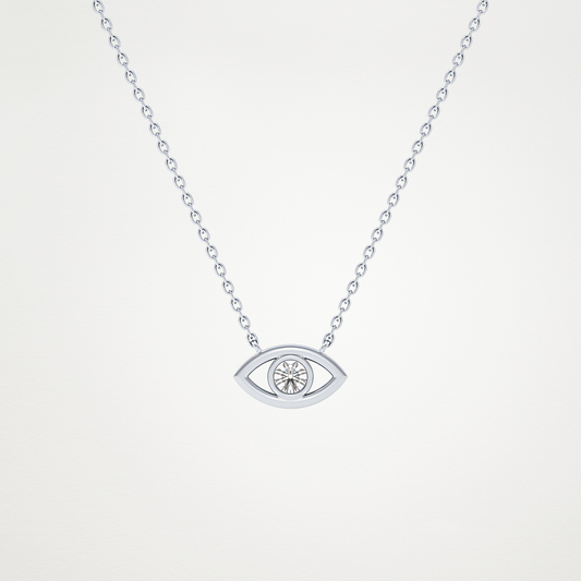 0.08 CT Moissanite Evil Eye Necklace in 14K or 18K Solid Gold – DEF Color, VVS Clarity