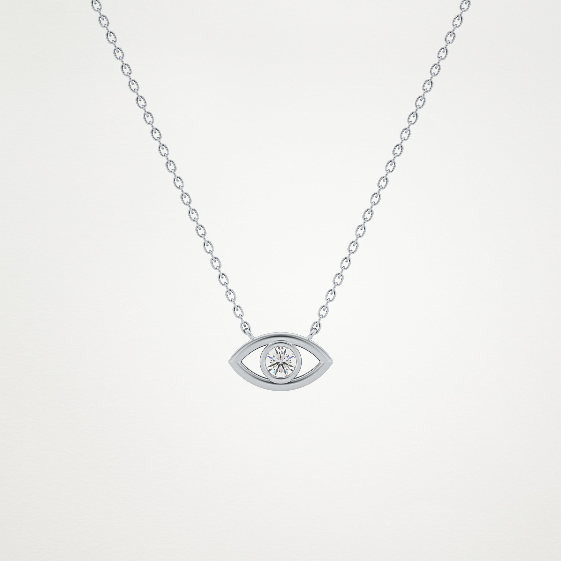 0.08 CT Moissanite Evil Eye Necklace in 14K or 18K Solid Gold – DEF Color, VVS Clarity