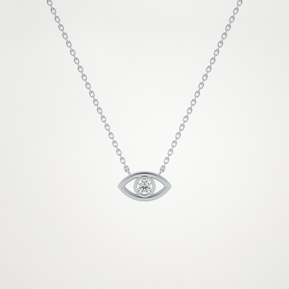 0.08 CT Moissanite Evil Eye Necklace in 14K or 18K Solid Gold – DEF Color, VVS Clarity