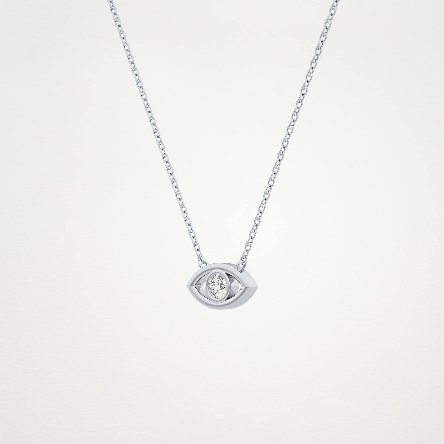 0.08 CT Moissanite Evil Eye Necklace in 14K or 18K Solid Gold – DEF Color, VVS Clarity