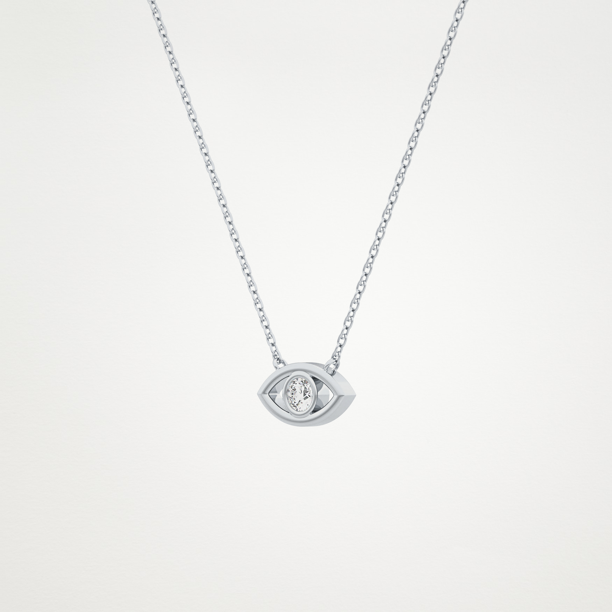 0.08 CT Moissanite Evil Eye Necklace in 14K or 18K Solid Gold – DEF Color, VVS Clarity