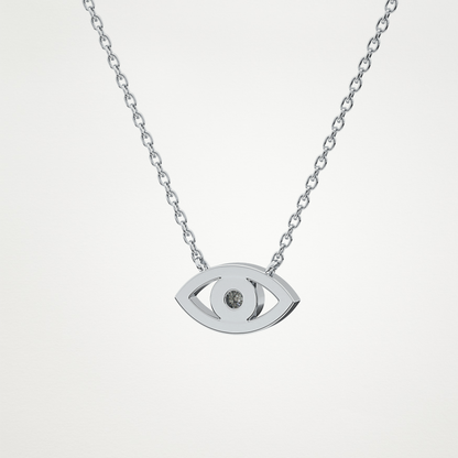 0.08 CT Moissanite Evil Eye Necklace in 14K or 18K Solid Gold – DEF Color, VVS Clarity