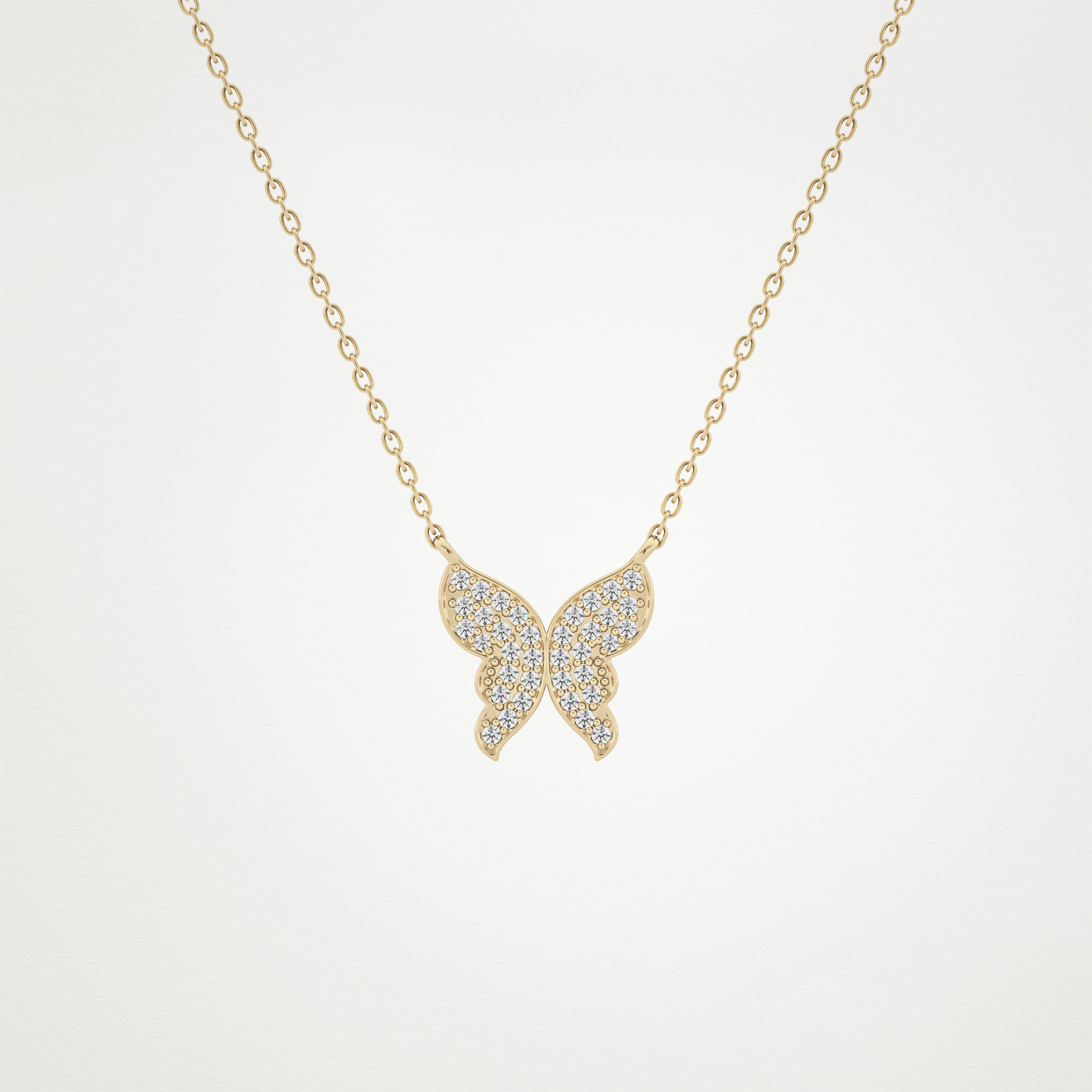 Beautiful 0.94 CT Moissanite Butterfly Necklace in 14K or 18K Solid Gold – DEF Color, VVS Clarity