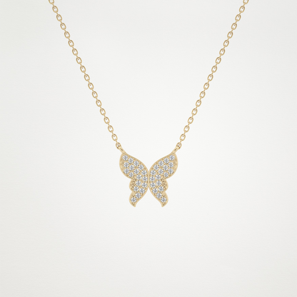 Beautiful 0.94 CT Moissanite Butterfly Necklace in 14K or 18K Solid Gold – DEF Color, VVS Clarity