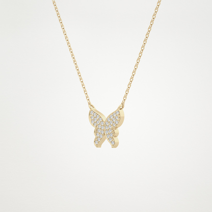 Beautiful 0.94 CT Moissanite Butterfly Necklace in 14K or 18K Solid Gold – DEF Color, VVS Clarity