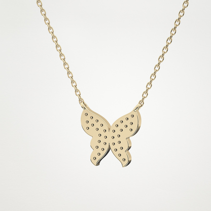 Beautiful 0.94 CT Moissanite Butterfly Necklace in 14K or 18K Solid Gold – DEF Color, VVS Clarity