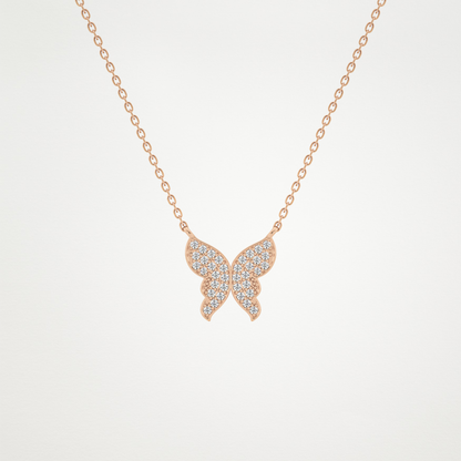 Beautiful 0.94 CT Moissanite Butterfly Necklace in 14K or 18K Solid Gold – DEF Color, VVS Clarity