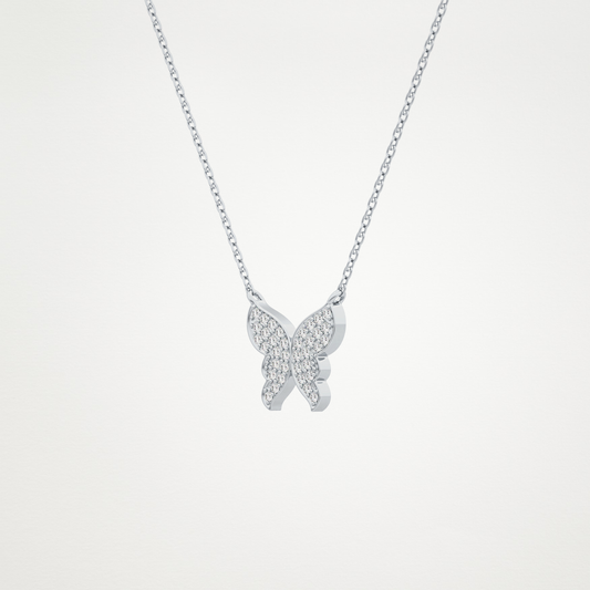 Beautiful 0.94 CT Moissanite Butterfly Necklace in 14K or 18K Solid Gold – DEF Color, VVS Clarity