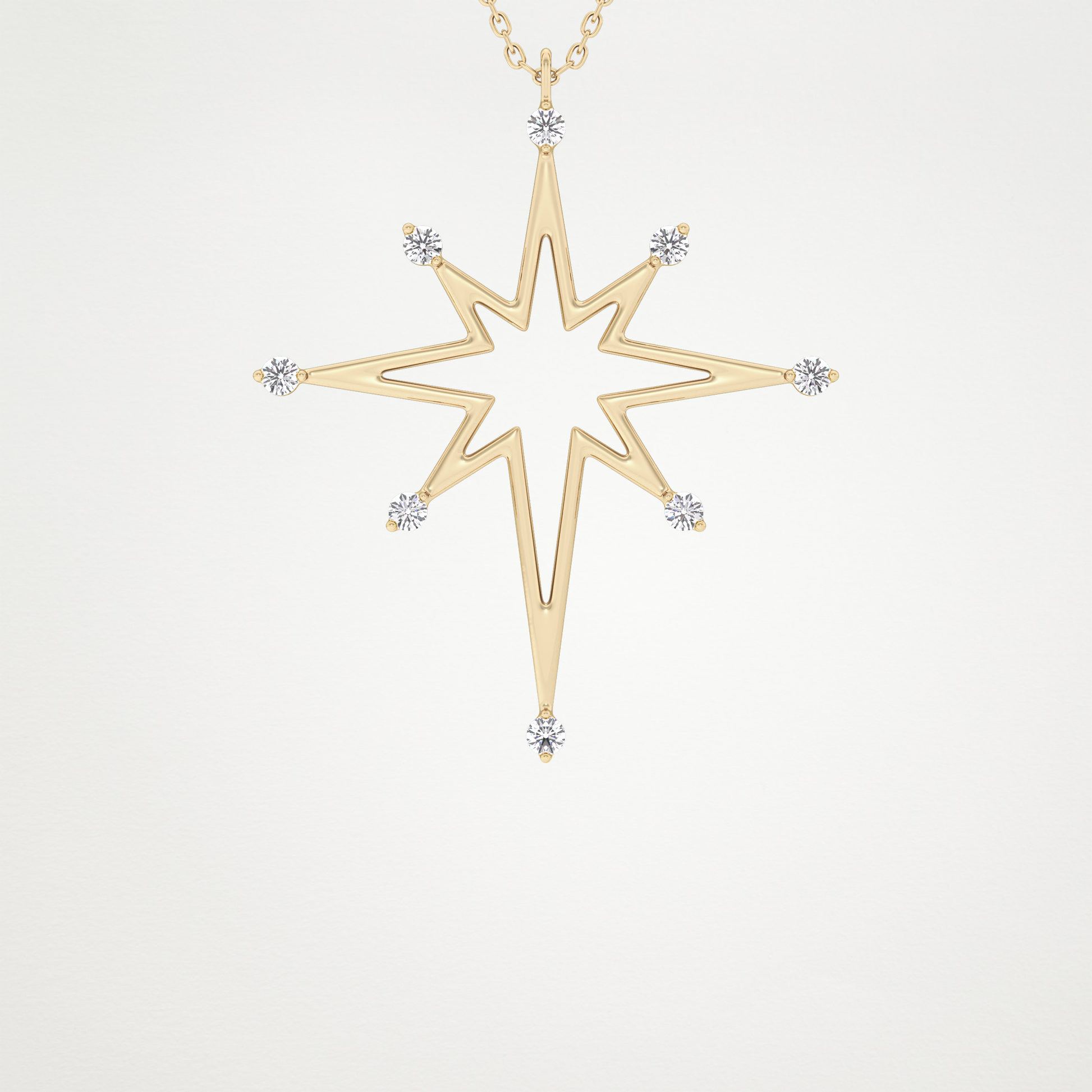 0.17 CT Moissanite Star Shaped Necklace in 14K or 18K Solid Gold – DEF Color, VVS Clarity
