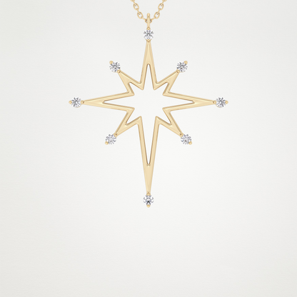 0.17 CT Moissanite Star Shaped Necklace in 14K or 18K Solid Gold – DEF Color, VVS Clarity
