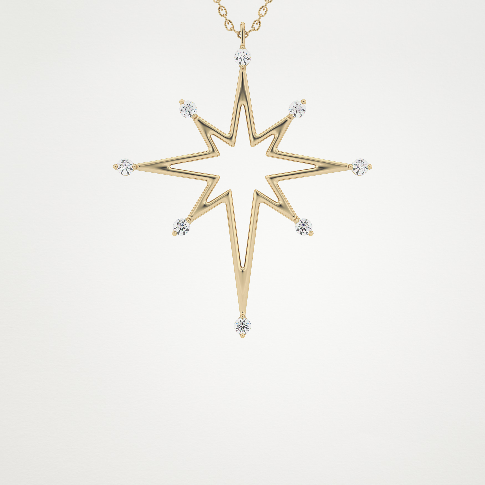 0.17 CT Moissanite Star Shaped Necklace in 14K or 18K Solid Gold – DEF Color, VVS Clarity