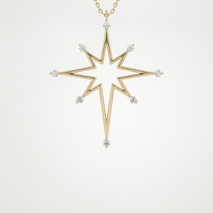 0.17 CT Moissanite Star Shaped Necklace in 14K or 18K Solid Gold – DEF Color, VVS Clarity