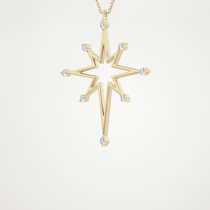 0.17 CT Moissanite Star Shaped Necklace in 14K or 18K Solid Gold – DEF Color, VVS Clarity