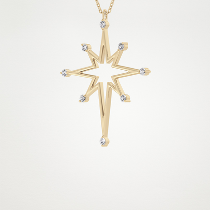 0.17 CT Moissanite Star Shaped Necklace in 14K or 18K Solid Gold – DEF Color, VVS Clarity