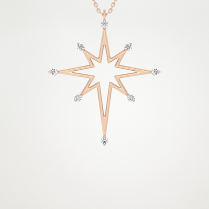 0.17 CT Moissanite Star Shaped Necklace in 14K or 18K Solid Gold – DEF Color, VVS Clarity