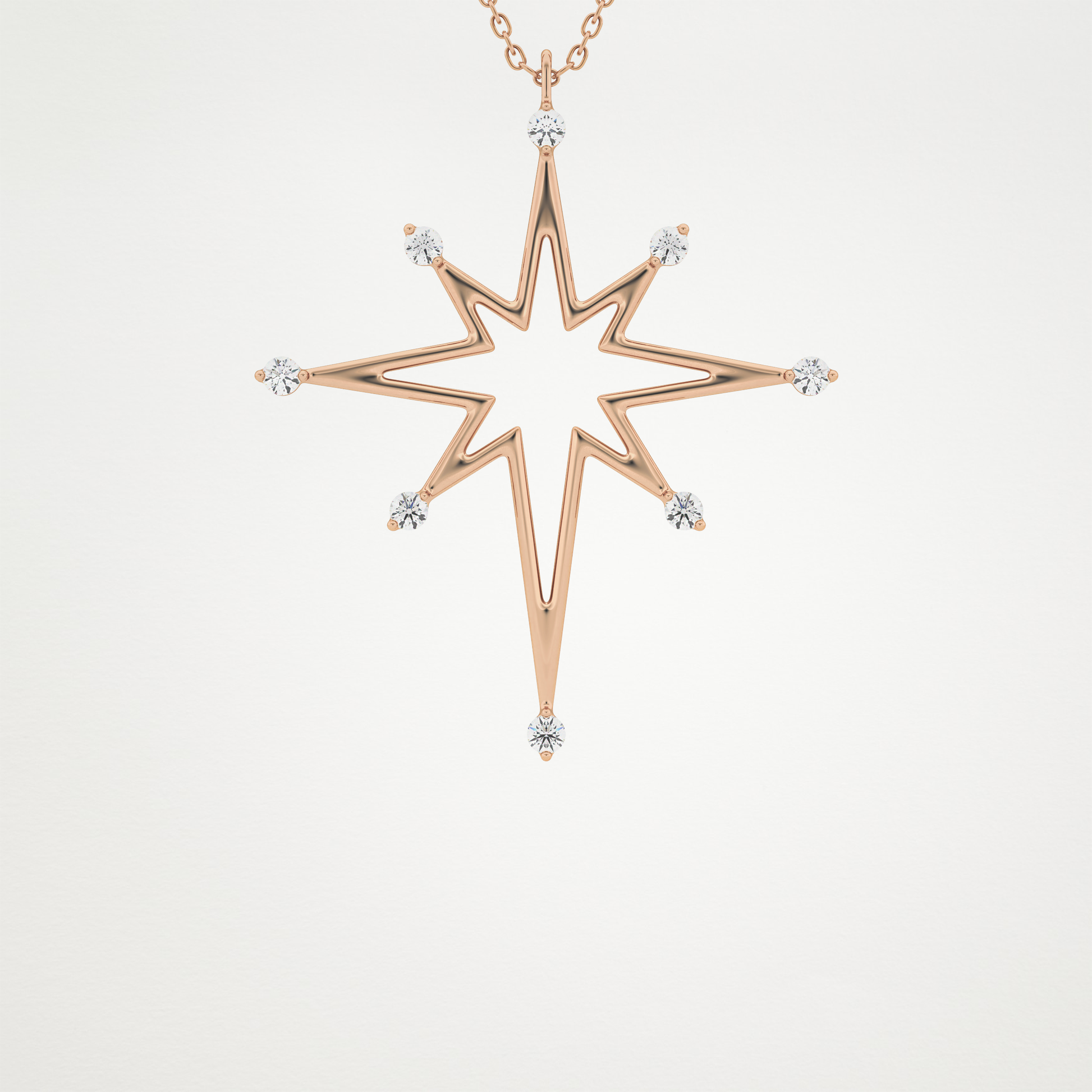 0.17 CT Moissanite Star Shaped Necklace in 14K or 18K Solid Gold – DEF Color, VVS Clarity
